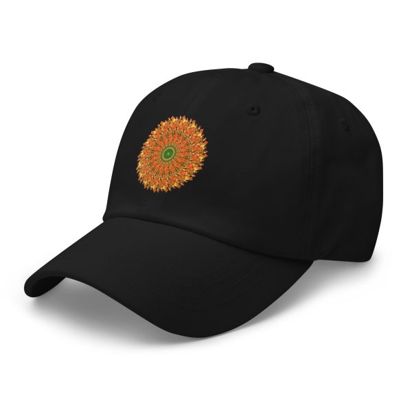 The perfect hat for fall. Jet black with orange sun, the colors of autumn. - Image 6