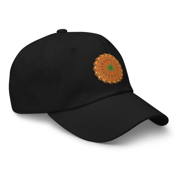 The perfect hat for fall. Jet black with orange sun, the colors of autumn. - Image 5