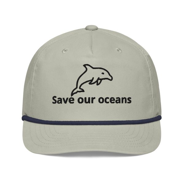 Rope cap encouraging protecting our oceans.