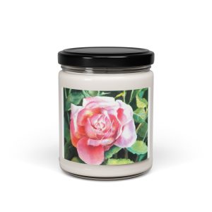 Scented soy candle with rose by CT artist Judith Selleck Chapman.. An excellent gift