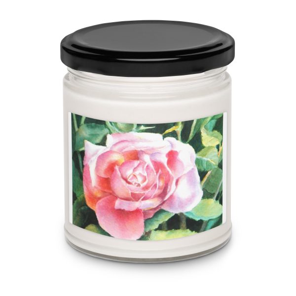 Scented soy candle with rose by CT artist Judith Selleck Chapman.. An excellent gift - Image 2