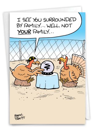 Turkey Fortune Teller Humor Thanksgiving Greeting Card1